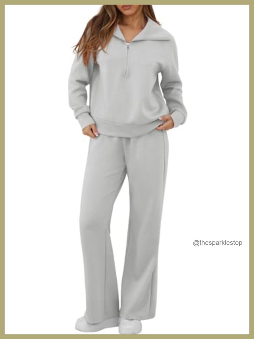 Women's 2 Piece Lounge Set Half-Zip Sweatshirt Wide-Leg Sweatpants